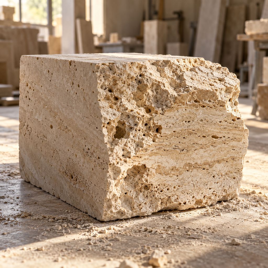 Roher Travertinblock