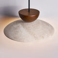 Suspension disque en travertin et bois, salle à manger, Ø 21 cm #noyer