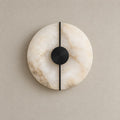 Applique murale chambre en marbre, pierre naturelle, blanc albâtre - applique albatre noire eteinte vue de face #noir