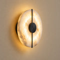 Applique murale chambre en marbre, pierre naturelle, blanc albâtre - applique albatre noire vue de cote #noir