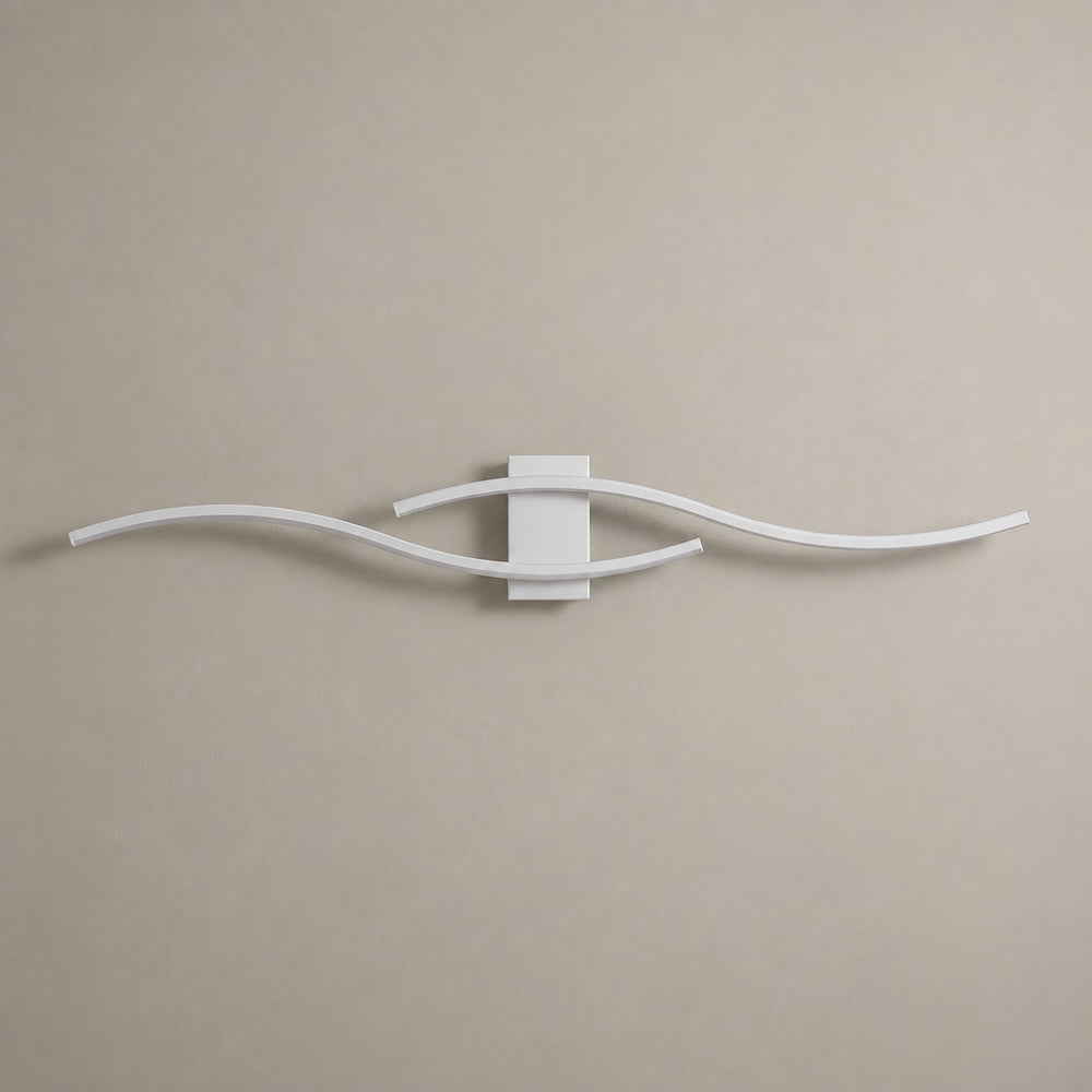 Applique murale salon LED, design moderne et simple - applique vague blanche eteinte vue de face #blanc
