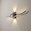 Applique murale salon LED, design moderne et simple - applique vague noire vue de cote #noir