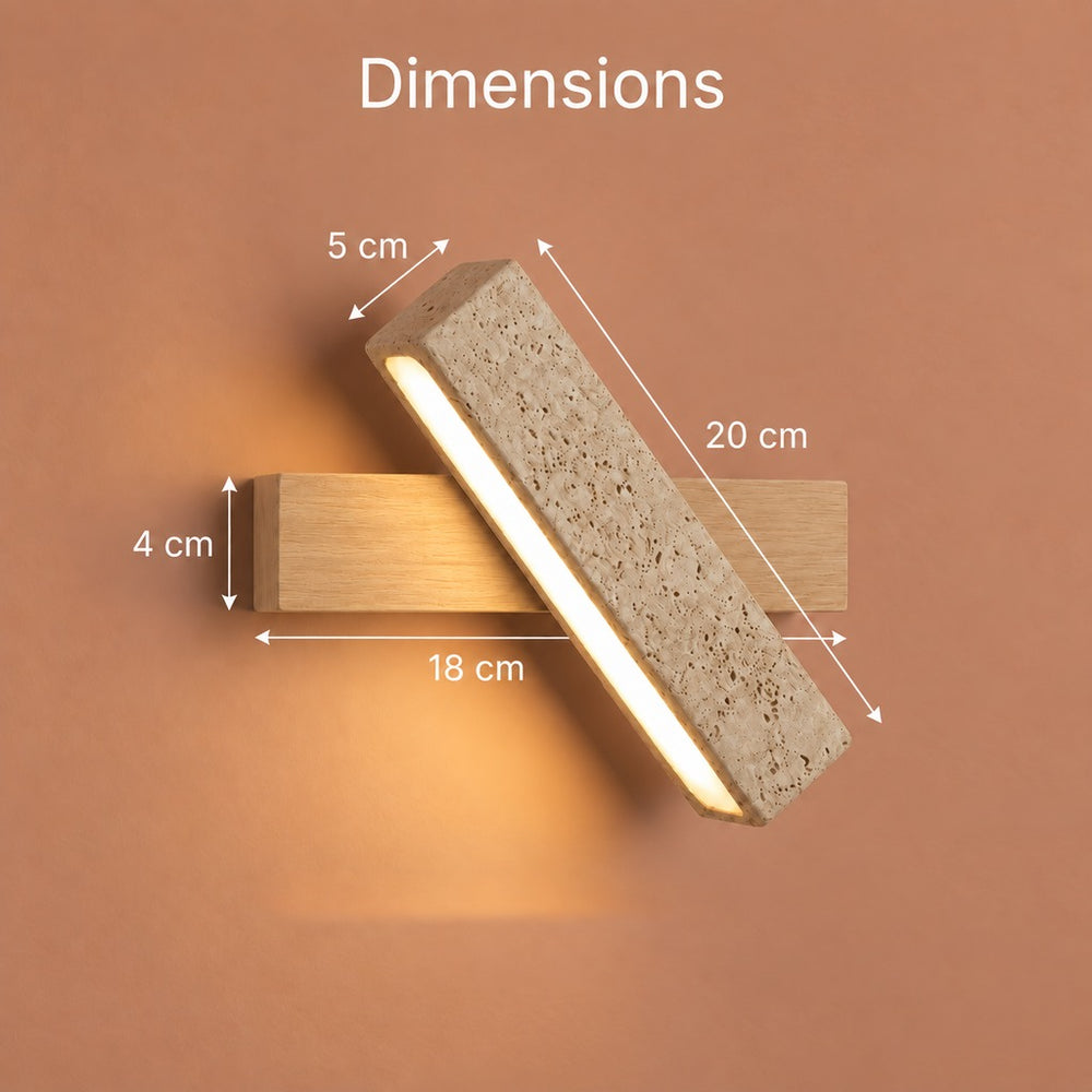 Applique murale salon en pierre naturelle, lumière d'ambiance - bc2 dimensions #bois-clair