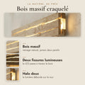 Applique murale salon en bois LED, style nordique - bois craquele vic 03 la matiere de pres