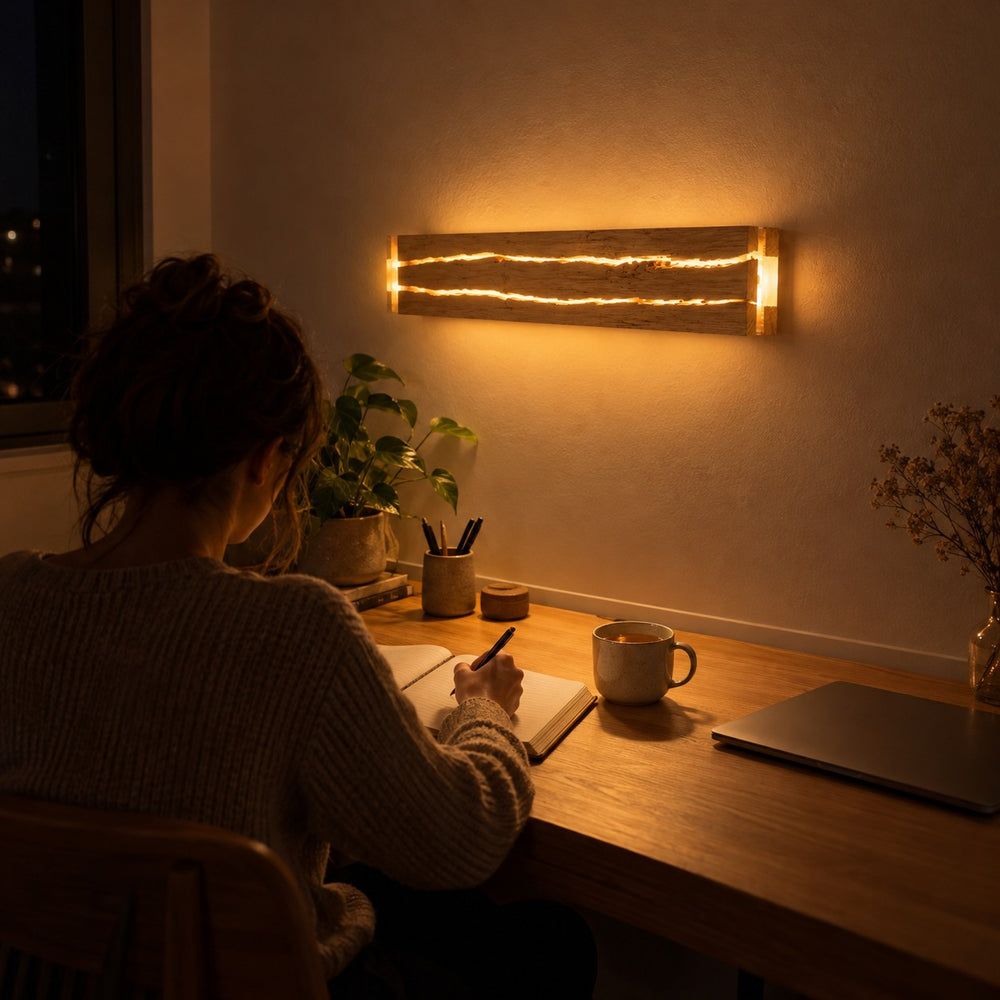 Applique murale salon en bois LED, style nordique - bois craquele vic 10 bureau la nuit