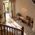 Applique murale salon en bois LED, style nordique - bois craquele vic 12b entree vue de l escalier