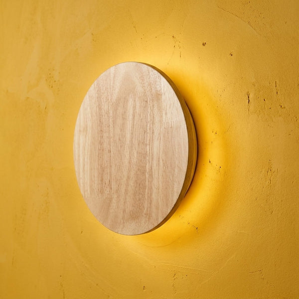 Runde Wandleuchte Schlafzimmer aus Holz, nordischer Stil