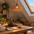 Suspension japonaise salon en rotin tressé, dôme fibres naturelles - dome corde bureau sous les toits