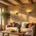 Applique murale chambre en travertin, pierre naturelle, rétro - petra deux appliques mur en pierre
