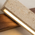 Applique murale salon en pierre naturelle, lumière d'ambiance - section details zoom #noyer #bois-clair
