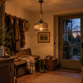 Suspension salon corde et métal noir, style industriel Ø 30 cm - suspension grange entree de ferme
