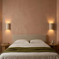 Applique murale salon en travertin 3D, LED blanc chaud - tuf chambre terracotta